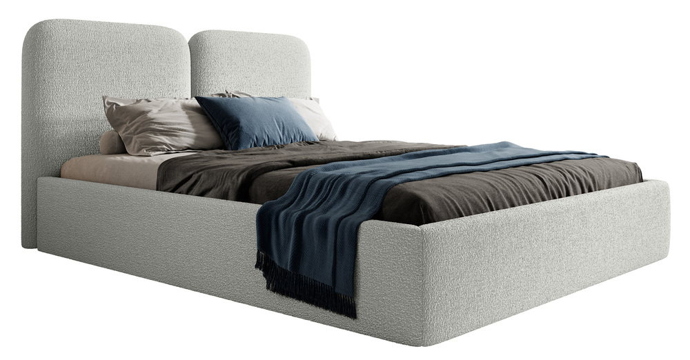 SELSEY Łóżko tapicerowane Vimsalo 180x200 cm z pojemnikiem szare boucle
