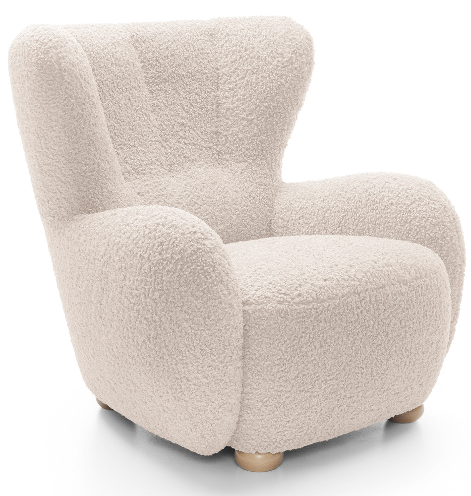 SELSEY Fotel kubełkowy Milele jasnobeżowy boucle nogi buk