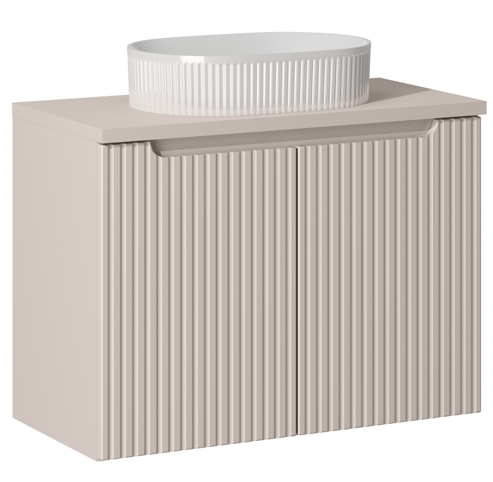 SELSEY Szafka łazienkowa dwudrzwiowa Novia z blatem i umywalką 80 cm beżowa