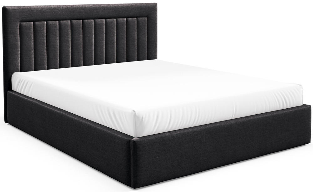 SELSEY Łóżko tapicerowane 180x200 cm Averin z pojemnikiem grafitowe welur