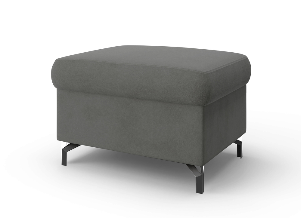 SELSEY Pufa Lambo z pojemnikiem ciemnoszara welur łatwoczyszczący