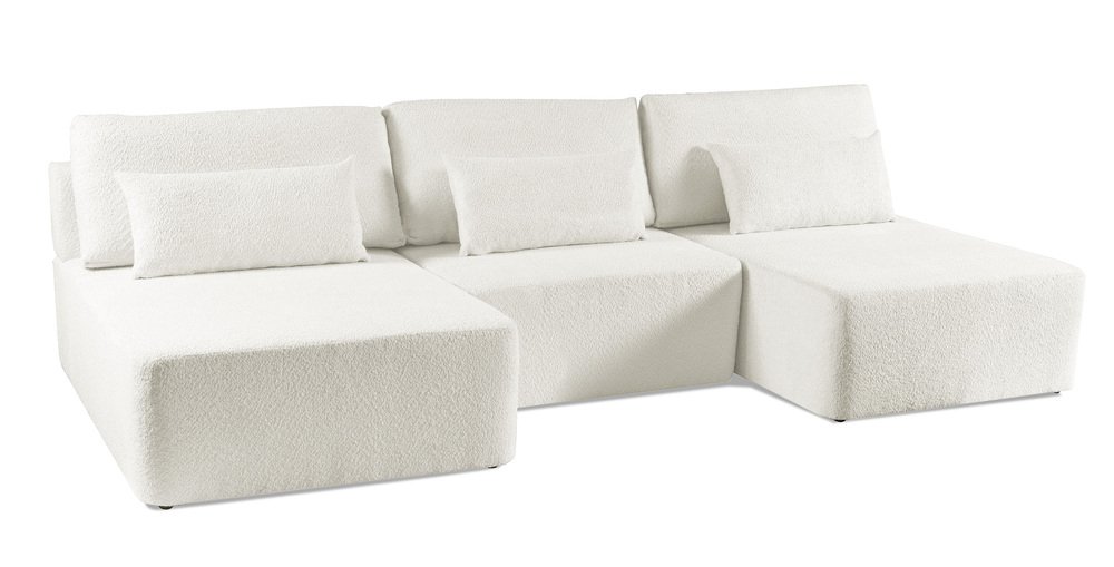 SELSEY Narożnik z funkcją spania Moduliano U-kształtny z pojemnikiem uniwersalny kremowy boucle