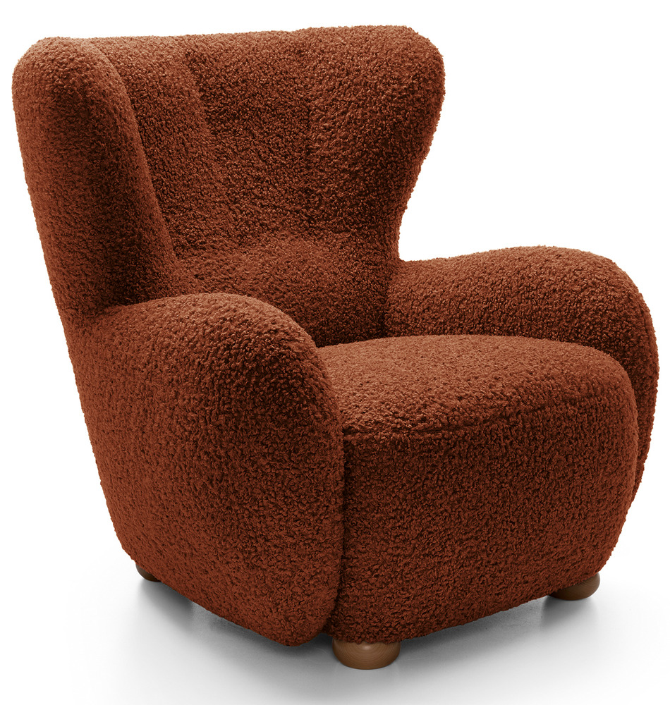 SELSEY Fotel kubełkowy Milele miedziany boucle nogi dąb