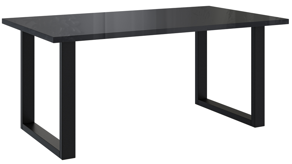 SELSEY Stół Brooklyn 160x90 cm czarny połysk z czarnymi nogami w kształcie U