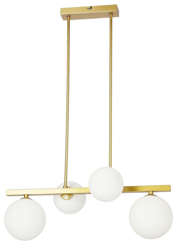 SELSEY Lampa wisząca Kama x4 mosiężna z białymi kloszami