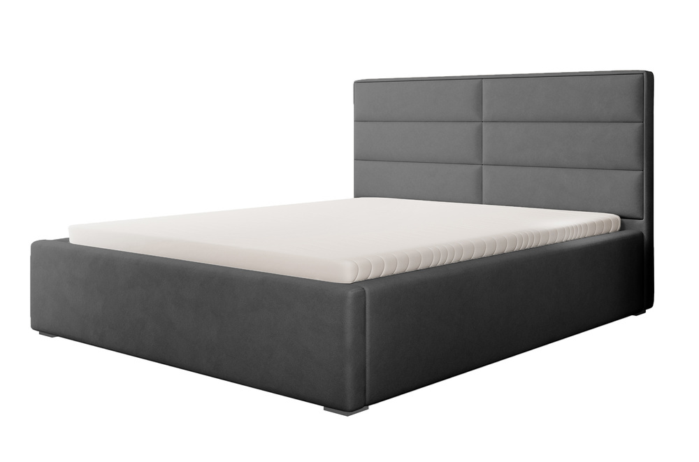 SELSEY Łóżko tapicerowane 200x200 cm Valdamone z pojemnikiem hydrofobowe ciemnoszare