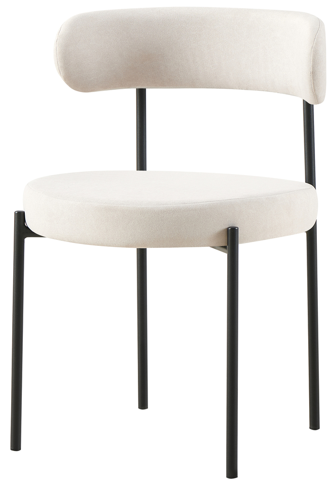 SELSEY Krzesło tapicerowane Femiss jasnobeżowy welur łatwoczyszczący czarna podstawa