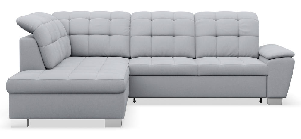 SELSEY Narożnik z funkcją spania Jamaal L-kształtny lewostronny z pojemnikiem jasnoszary plecionka