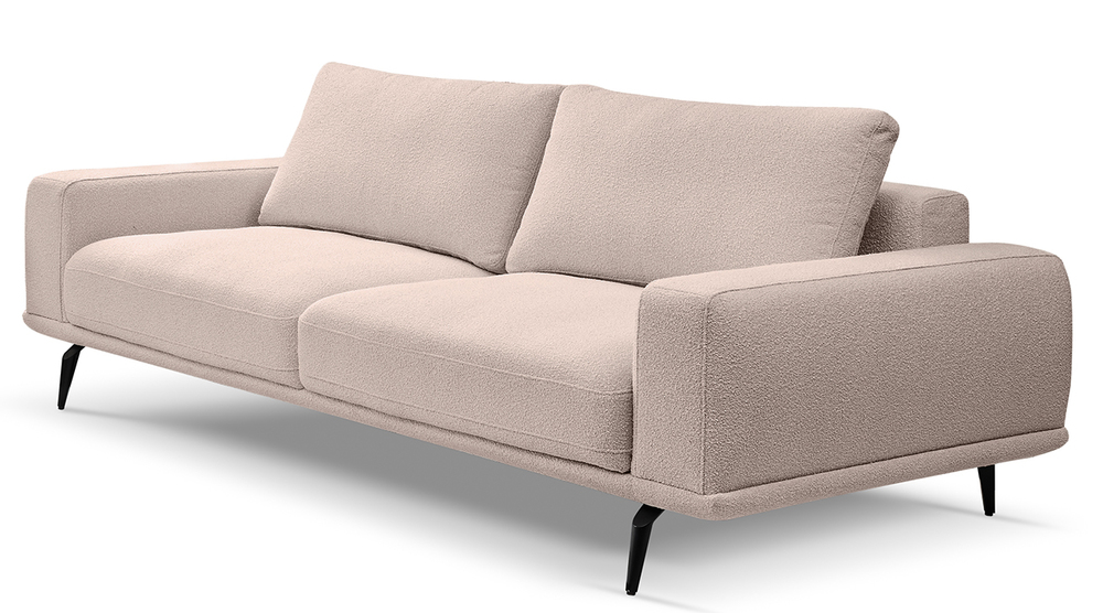 SELSEY Kanapa trzyosobowa Selline z funkcją spania ciemnobeżowa boucle