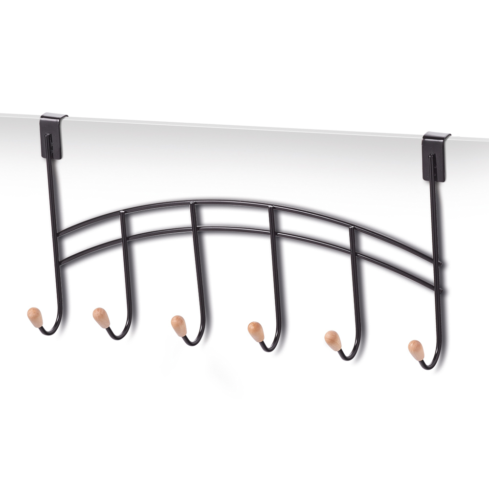 SELSEY Wieszak na drzwi Mevian x6 czarny