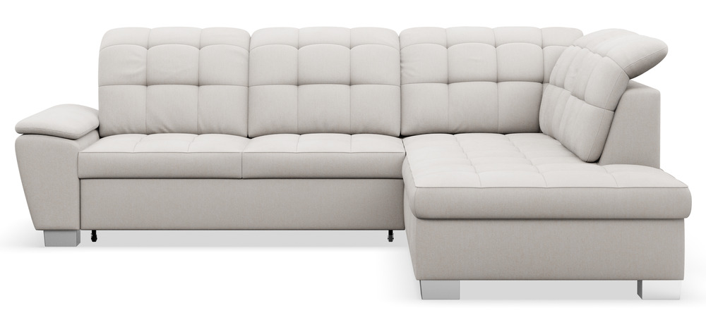 SELSEY Narożnik z funkcją spania Jamaal L-kształtny prawostronny z pojemnikiem kremowy plecionka