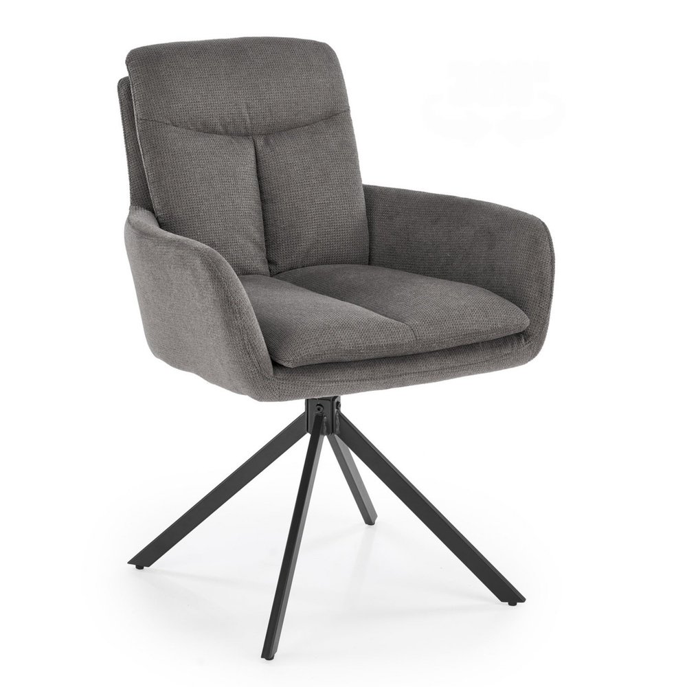 SELSEY Krzesło tapicerowane Linuet szare na obrotowej podstawie