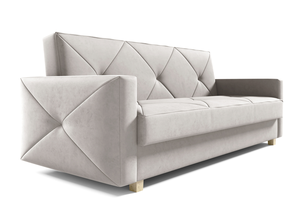 SELSEY Wersalka trzyosobowa Sobelo kremowa z pojemnikiem welur łatwoczyszczący