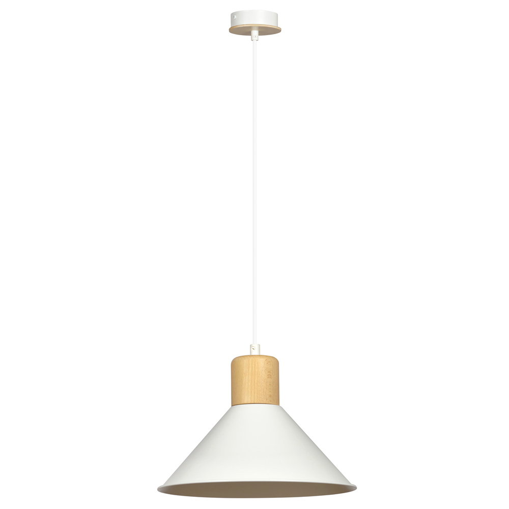 SELSEY Lampa wisząca Rawn stożek średnica 25 cm biała