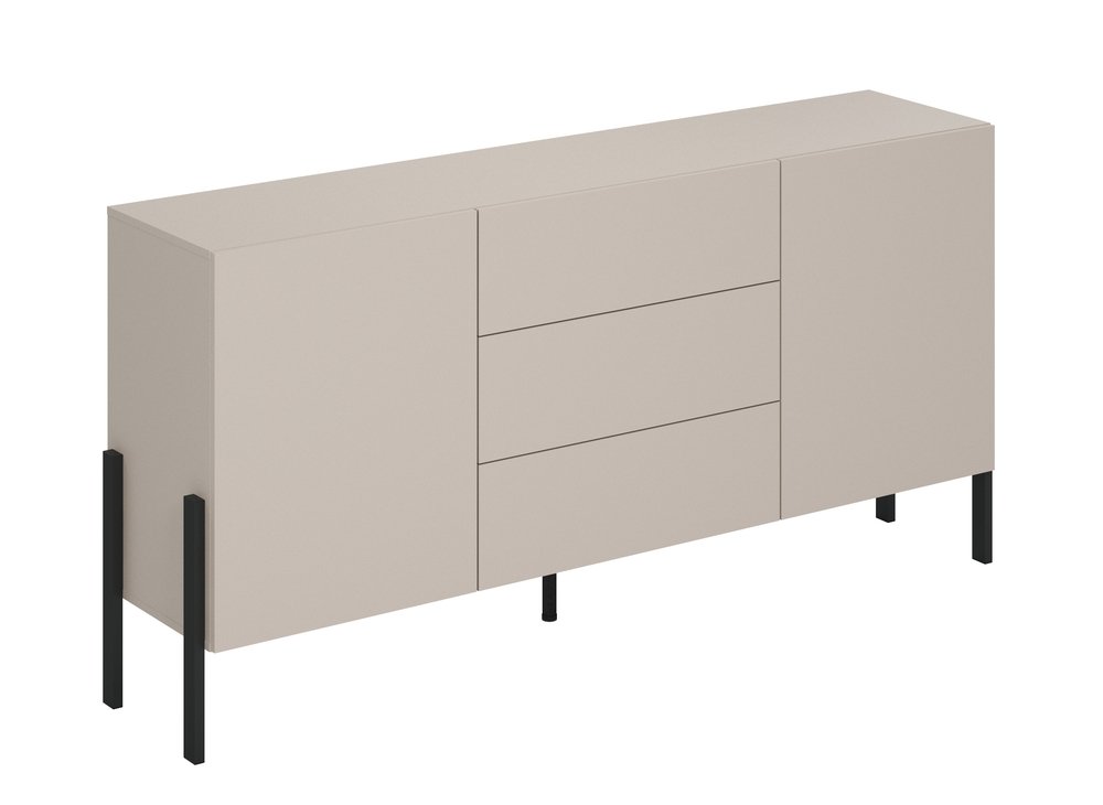 SELSEY Komoda dwudrzwiowa Jukon z trzema szufladami 184 cm Szary beż