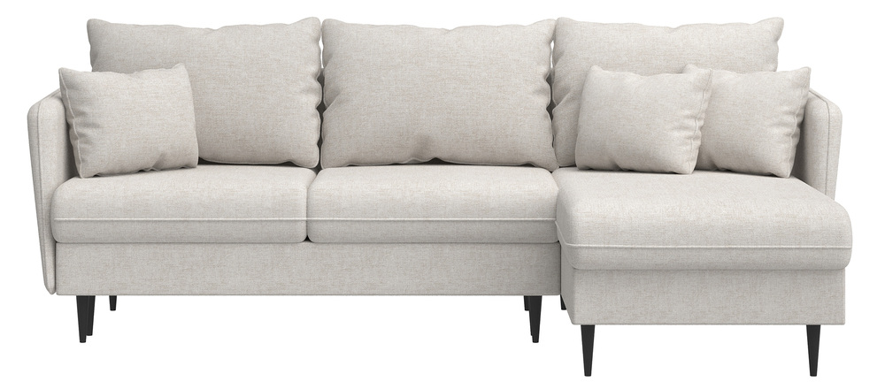 SELSEY Narożnik z funkcją spania Volio L-kształtny jasnobeżowy szenil nogi czarne