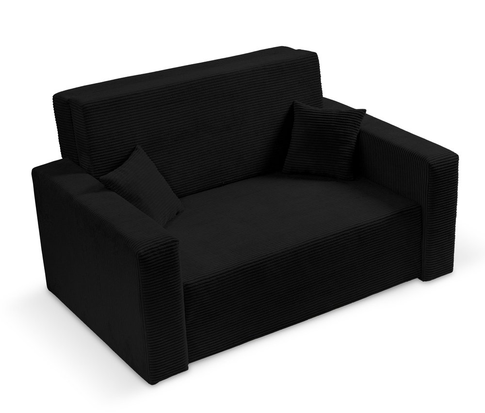 SELSEY Kanapa rozkładana dwuosobowa Peroso czarna z pojemnikiem sztruks