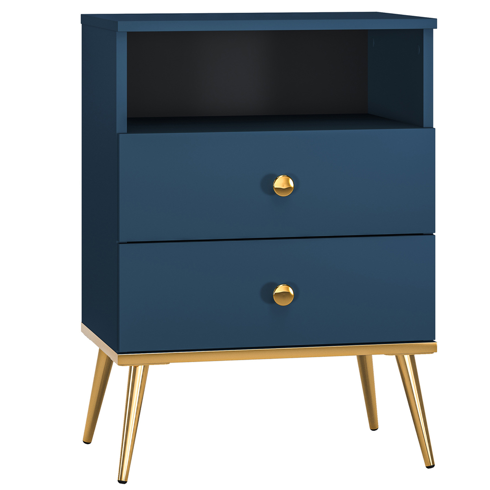 SELSEY Szafka nocna Maturie z dwoma szufladami 50 cm Granatowy