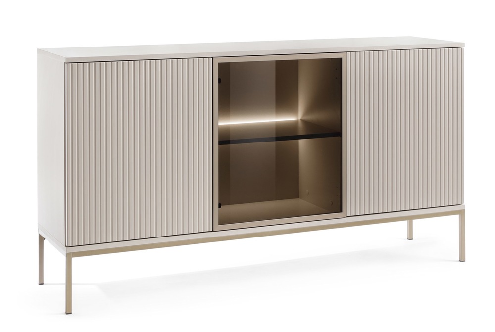 SELSEY Komoda Tosena trzydrzwiowa z oświetleniem LED 154 cm Kaszmir