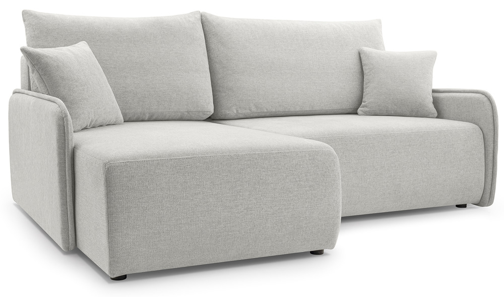 SELSEY Narożnik z funkcją spania Netarro L-kształtny lewostronny z pojemnikiem szarobeżowy szenil