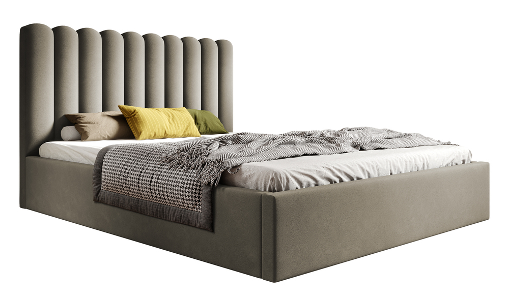 SELSEY Łóżko tapicerowane 180x200 cm Motoba z pojemnikiem i drewnianym stelażem z podnośnikiem sprężynowym zielone welur