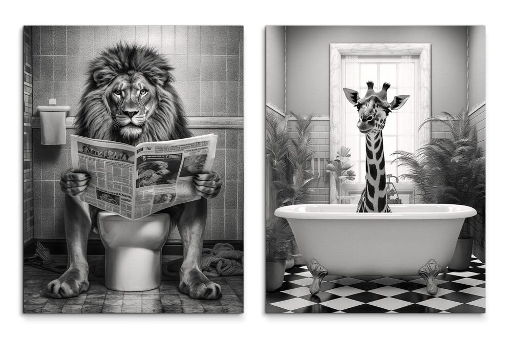 SELSEY Zestaw dwóch obrazów Fun 42x32 cm szare