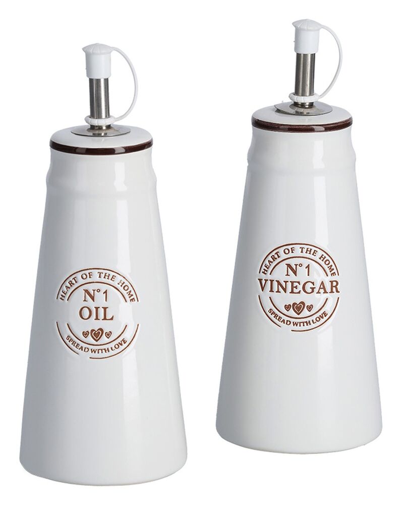 SELSEY Zestaw butelek do oleju i octu Boubilly biały