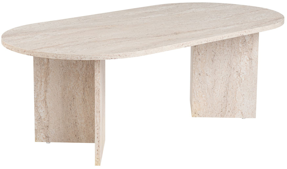 SELSEY Stolik kawowy Sable owalny blat 119x60 cm trawertyn