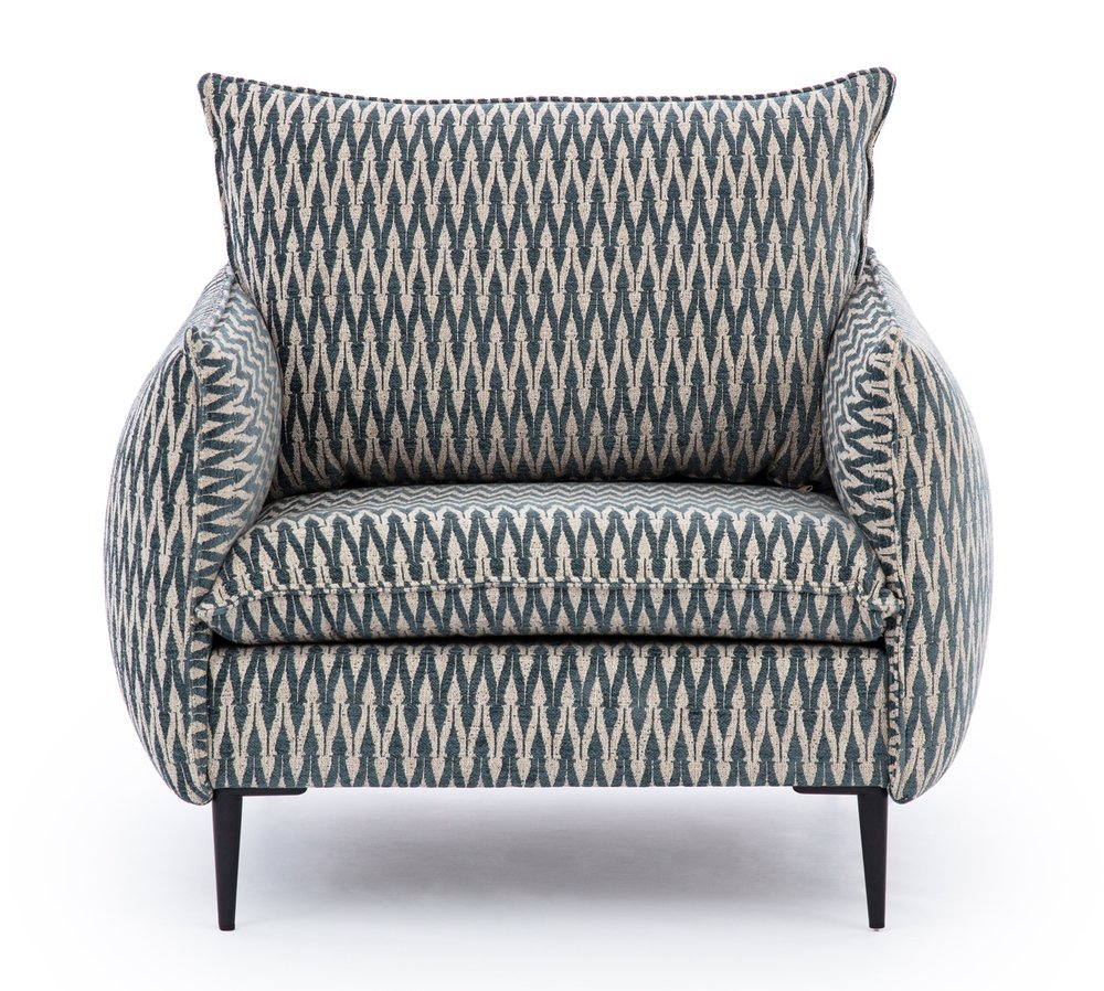 SELSEY Fotel kubełkowy Cambiano geometryczy wzór turkusowo-kremowy