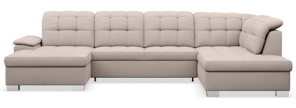 SELSEY Narożnik z funkcją spania Jamaal U-kształtny lewostronny z pojemnikiem beżowy plecionka