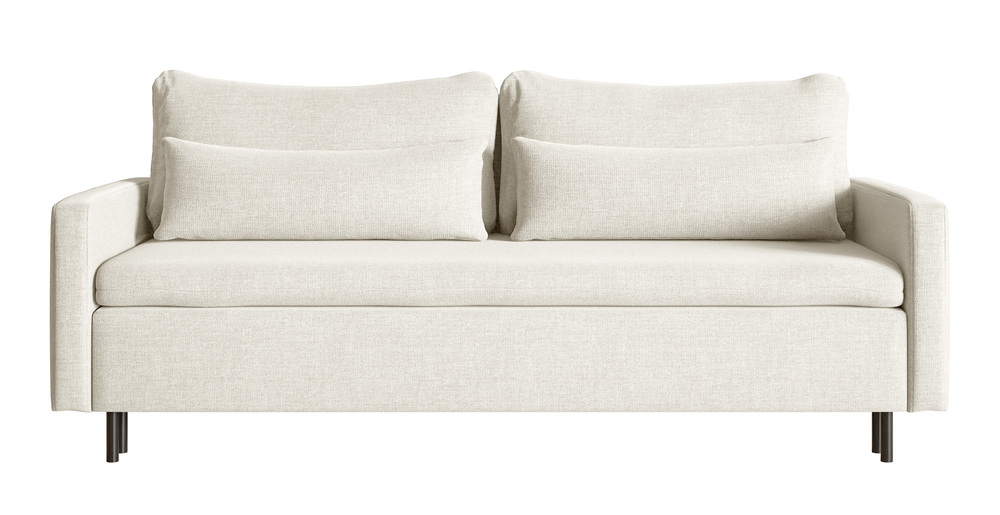 SELSEY Kanapa rozkładana trzyosobowa Umpro z pojemnikiem kremowa szenil