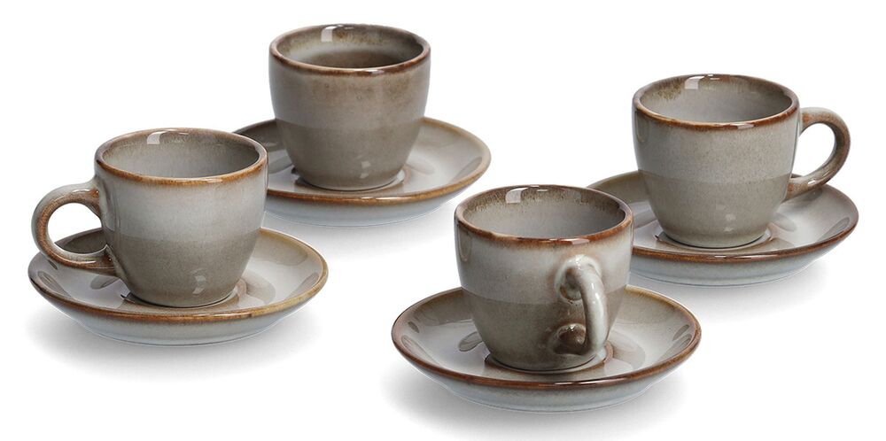 SELSEY Zestaw 4 filiżanek do espresso Fazzers brązowo-szare