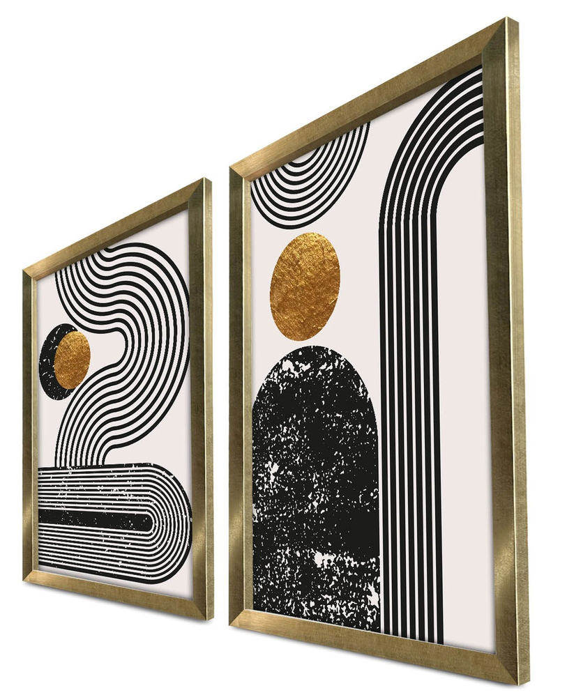SELSEY Zestaw dwóch obrazów Arttes czarno-złote