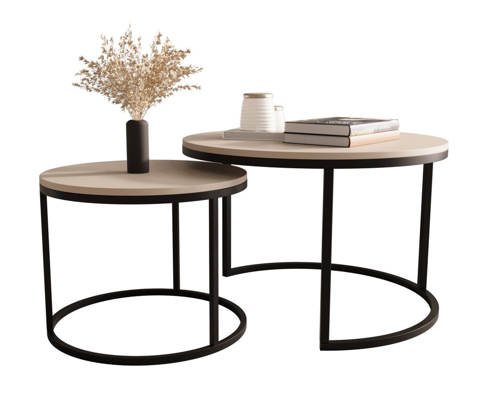 SELSEY Zestaw dwóch stolików kawowych Sabello okrągłe 70 i 50 cm Kaszmir