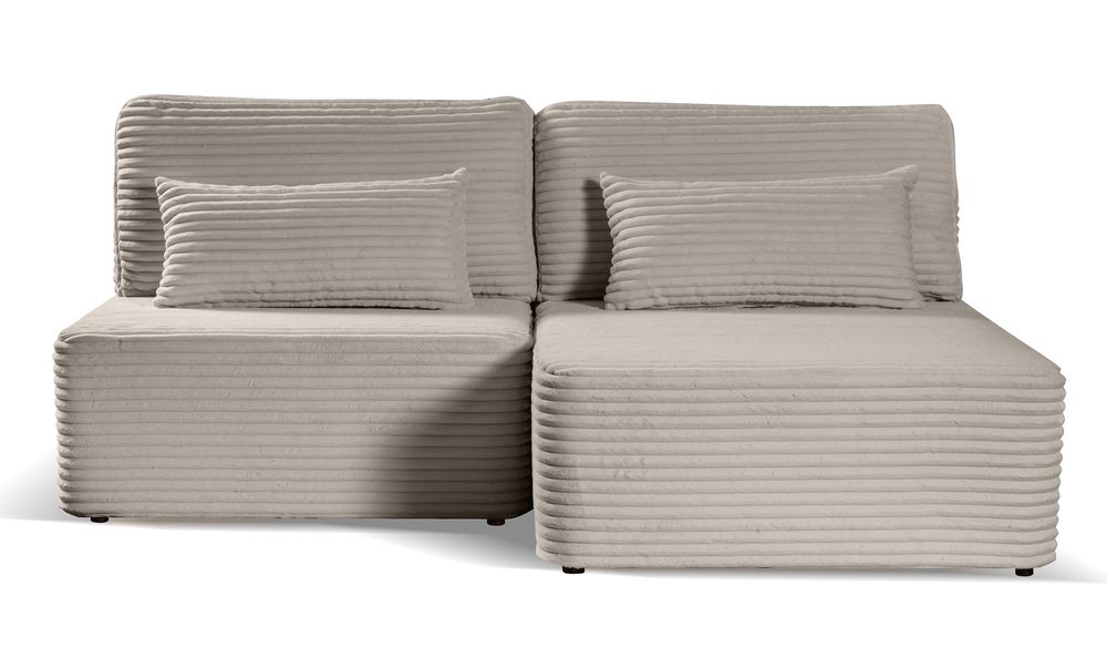 SELSEY Narożnik z funkcją spania Moduliano L-kształtny jasnobeżowy gruby sztruks