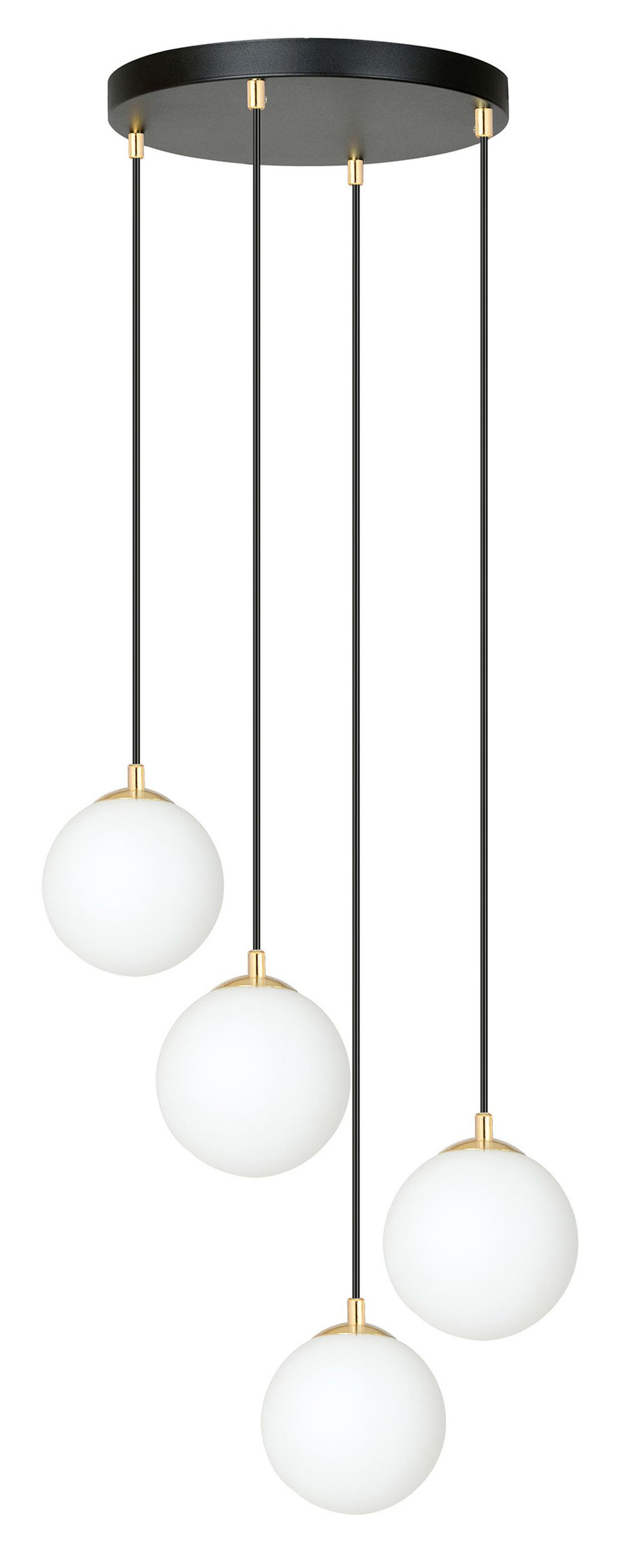 SELSEY Lampa wisząca Hanneys czarno-złota na okrągłej podsufitce x4