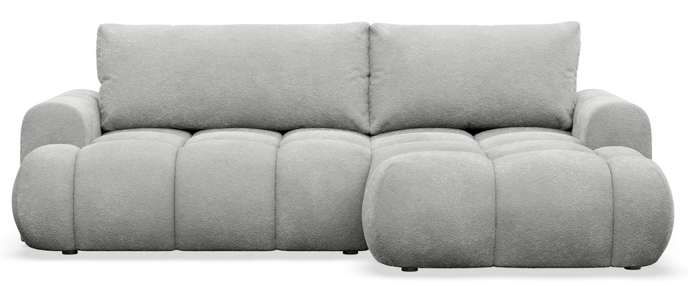 SELSEY Narożnik z funkcją spania Ombo Mini L-kształtny prawostronny z pojemnikiem jasnoszary boucle