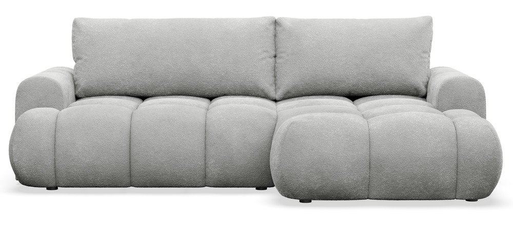 SELSEY Narożnik z funkcją spania Ombo Mini L-kształtny prawostronny z pojemnikiem jasnoszary boucle