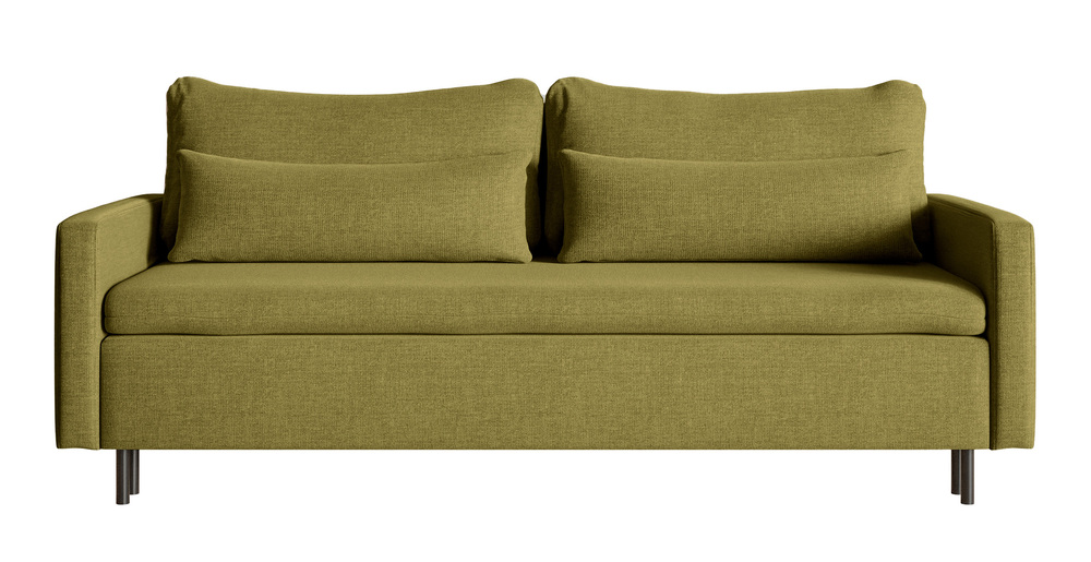 SELSEY Kanapa rozkładana trzyosobowa Umpro z pojemnikiem oliwkowa szenil