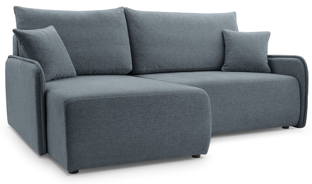 SELSEY Narożnik z funkcją spania Netarro L-kształtny lewostronny z pojemnikiem ciemnoszary szenil