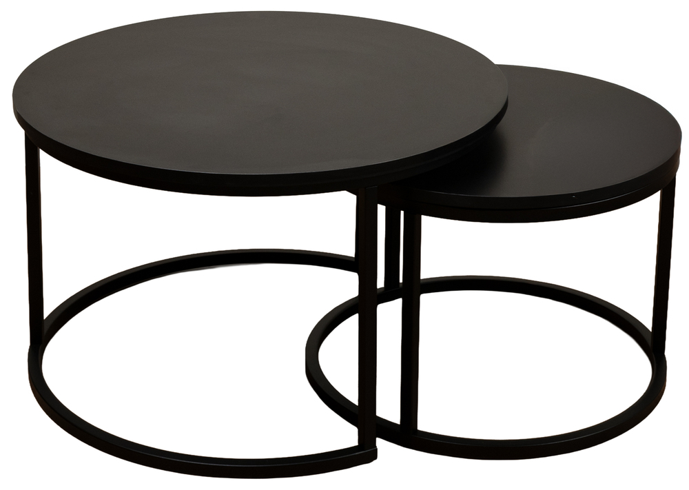 SELSEY Zestaw dwóch stolików kawowych Complle okrągłe 75 i 58 cm czarne