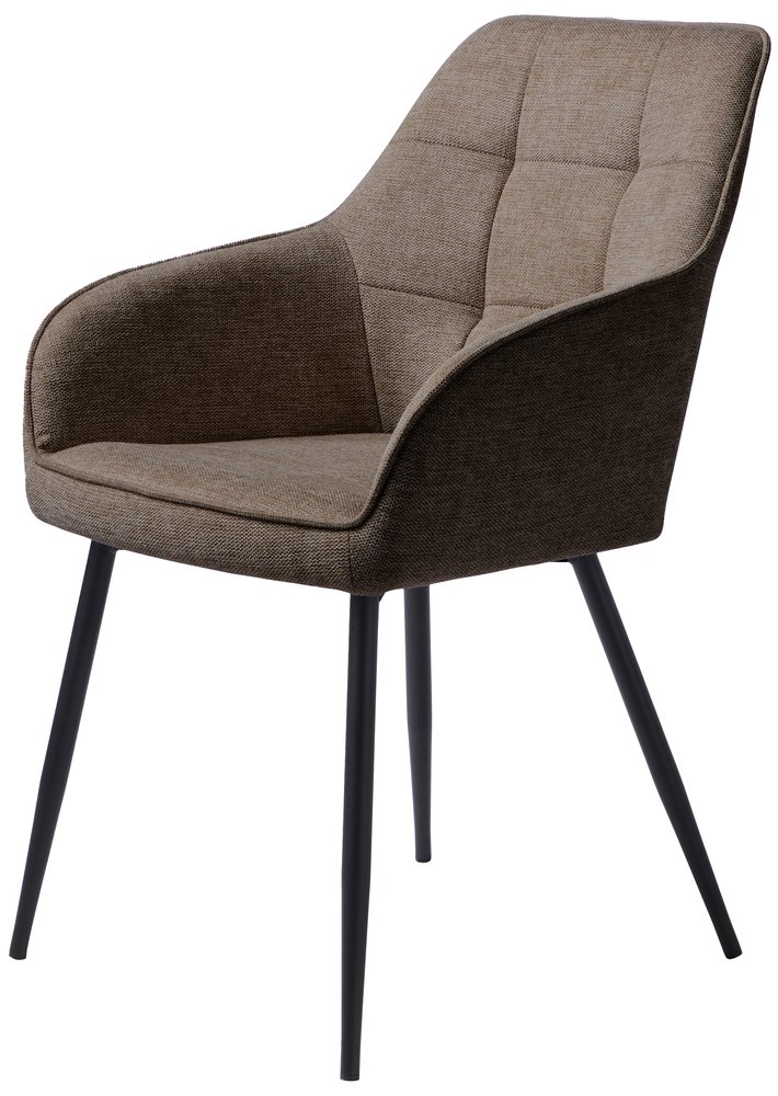 SELSEY Krzesło tapicerowane z podłokietnikami Sevitle jasnobrązowe