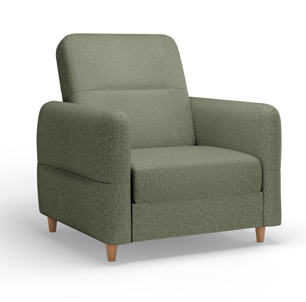 SELSEY Fotel wypoczynkowy Dakari oliwkowy welur hydrofobowy