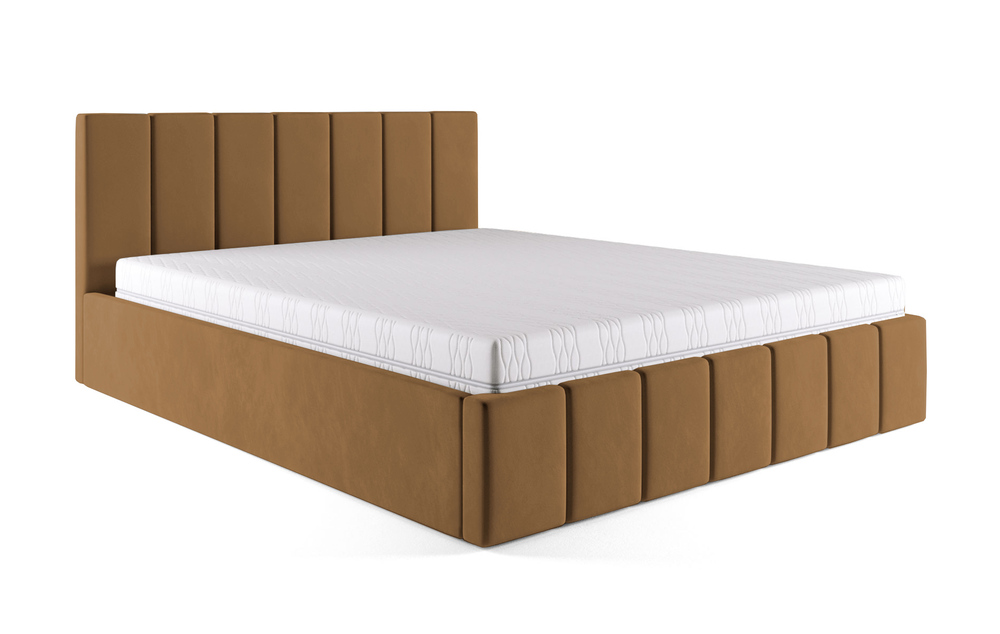 SELSEY Łóżko tapicerowane 140x200 cm Vanimo miedziane z pojemnikiem stelaż drewniany