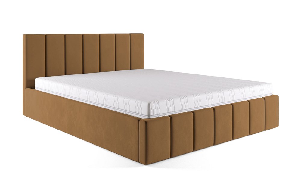 SELSEY Łóżko tapicerowane 140x200 cm Vanimo miedziane z pojemnikiem stelaż drewniany