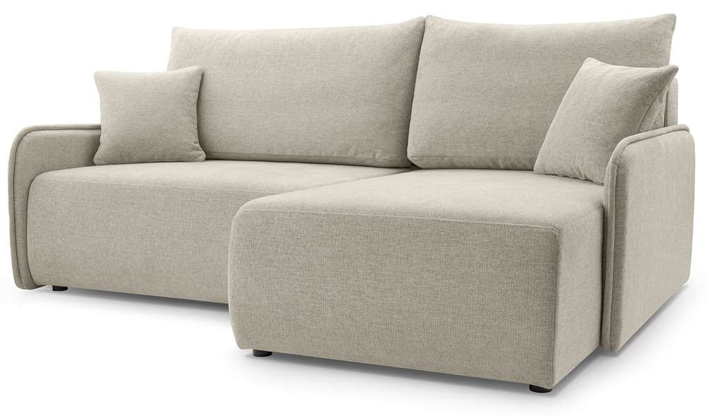 SELSEY Narożnik z funkcją spania Netarro L-kształtny prawostronny z pojemnikiem beżowy szenil