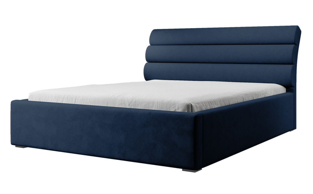 SELSEY Łóżko tapicerowane 160x200 cm Havneby z pojemnikiem hydrofobowe granatowe