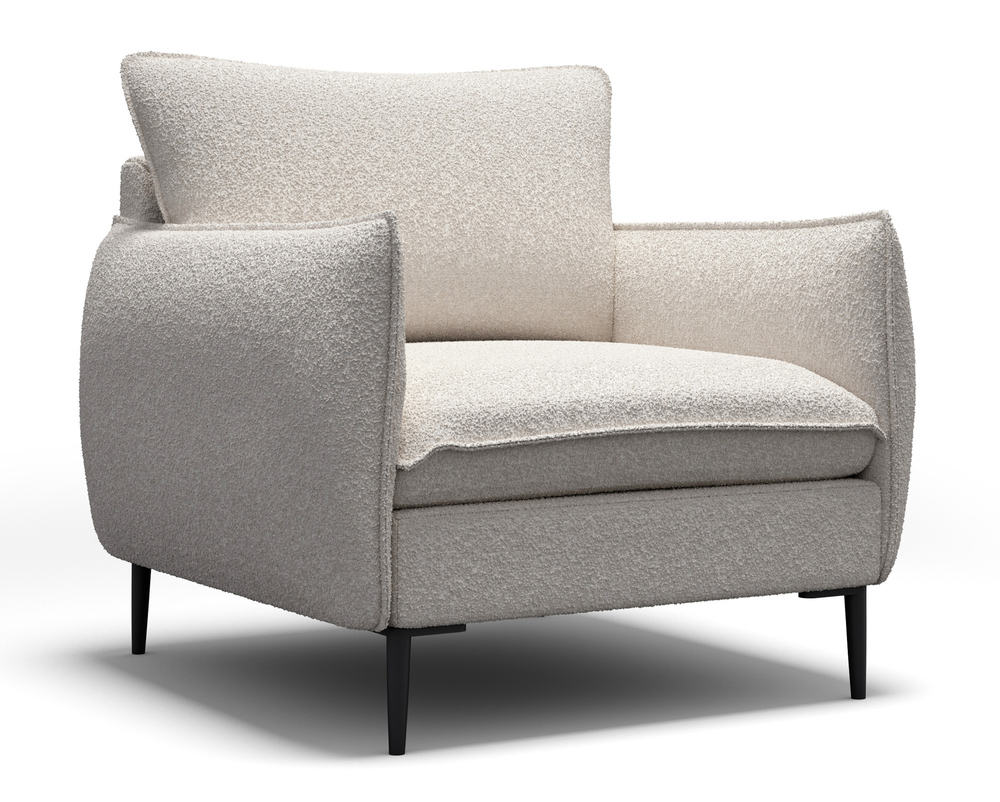 SELSEY Fotel kubełkowy Cambiano ciemnobeżowy w tkaninie boucle