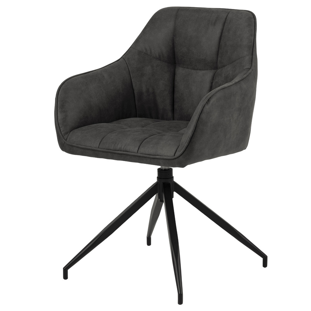 SELSEY Krzesło tapicerowane obrotowe Hongor ciemny szary na czarnych nogach