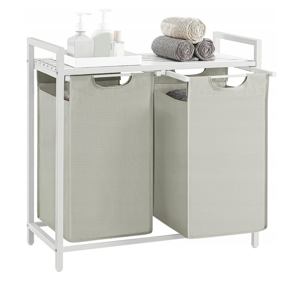 SELSEY Kosz na pranie Allyze dwukomorowy biały